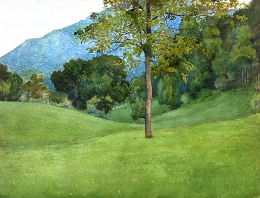 Pra Couloumb (Torre Pellice), matita e acquerello su carta, 1915-25 ? Tavola Valdese Pra Couloumb (Torre Pellice), matita e acquerello su carta, 1915-25 ? Tavola Valdese