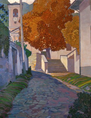 Tempio dei Coppieri (Torre Pellice), olio su cartone, 1915-25 ? Tavola Valdese Tempio dei Coppieri (Torre Pellice), olio su cartone, 1915-25 ? Tavola Valdese