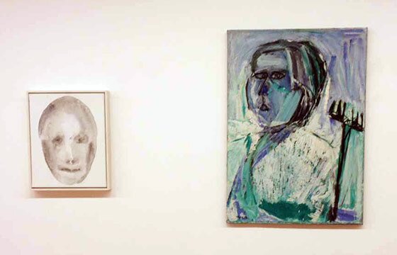 A sinistra Ugo Giletta, Volto, 2007 ; a destra Mario Merz, Figura, 1958 A sinistra Ugo Giletta, Volto, 2007 ; a destra Mario Merz, Figura, 1958